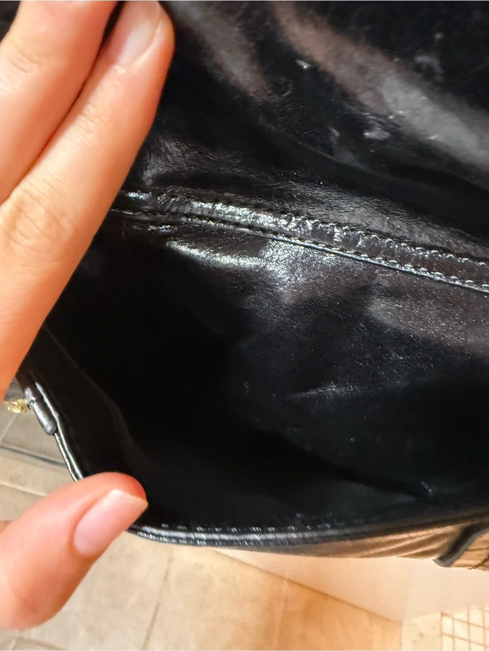 Black Leather Structured Satchel Handbag